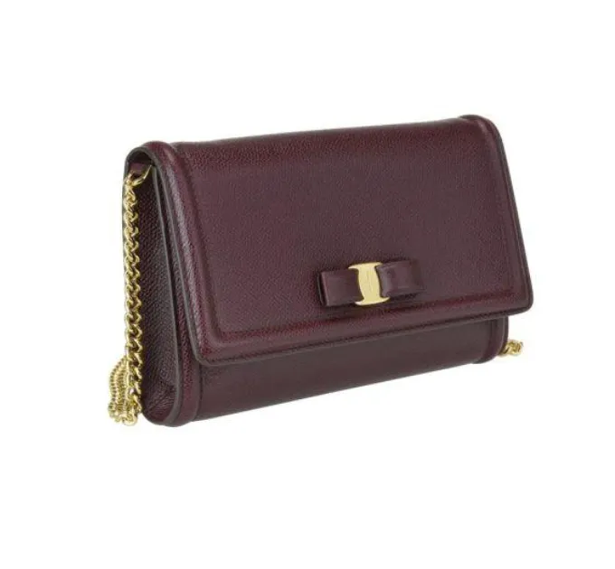 Salvatore Ferragamo Fiocco Vara Mini Bag in Wine