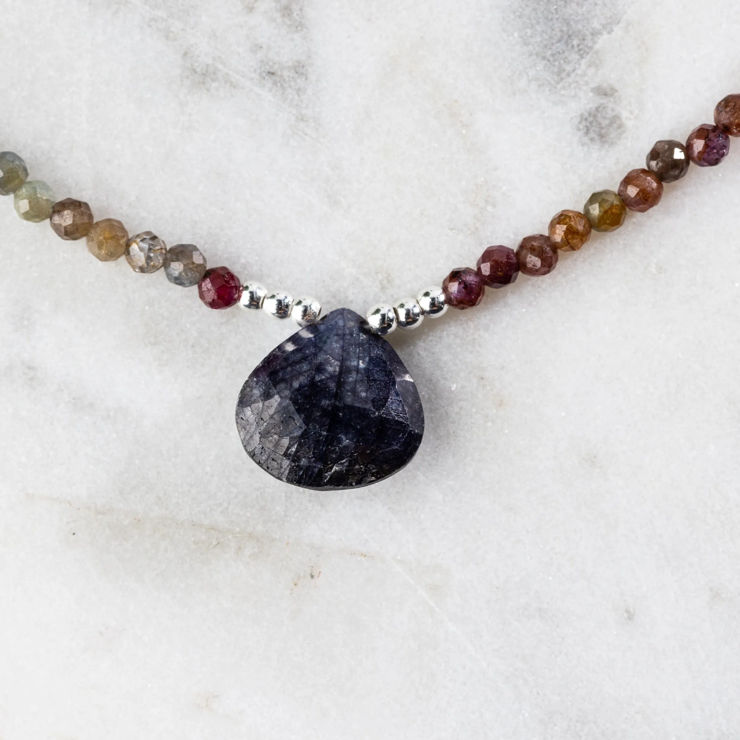 Sapphire Tear of Wisdom with Majestic Multigemstones Signature Necklace