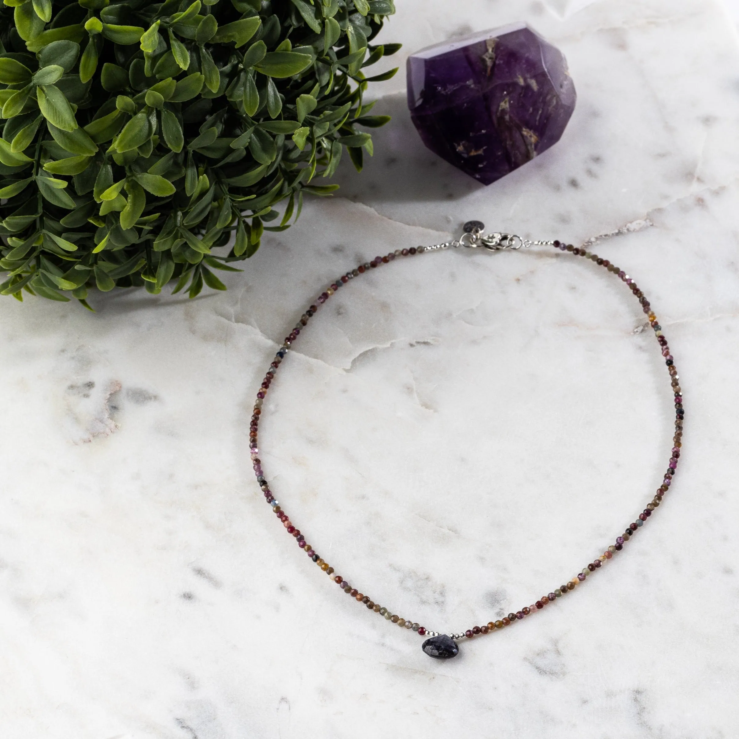 Sapphire Tear of Wisdom with Majestic Multigemstones Signature Necklace