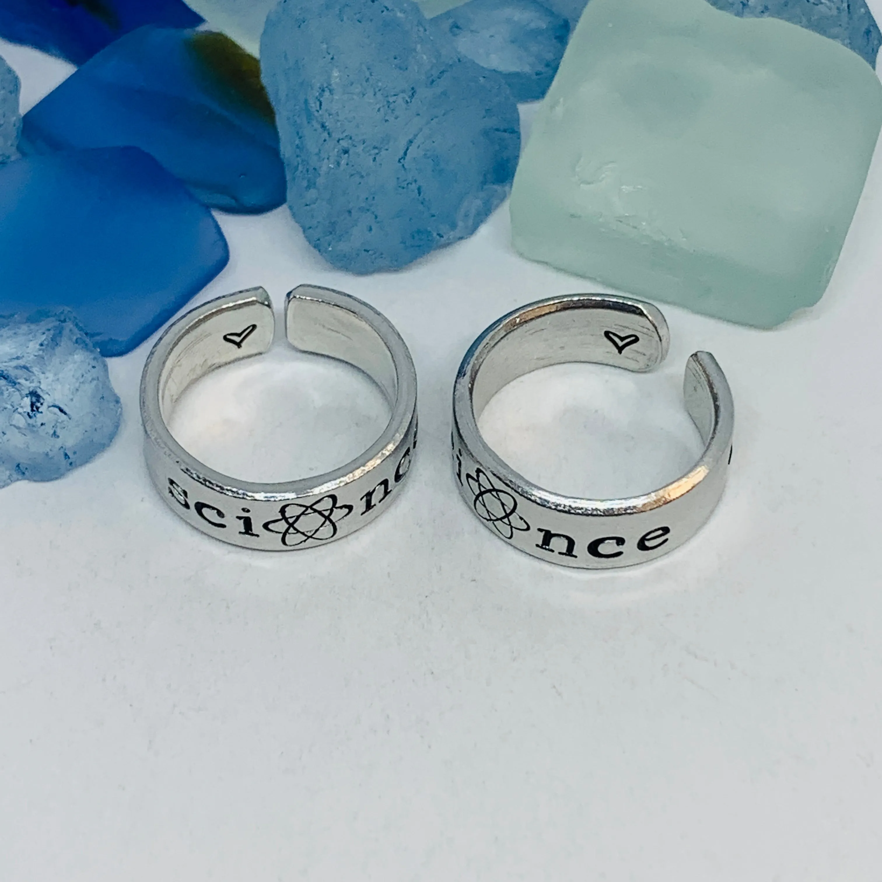 Science Hand Stamped Ring | Atom Molecule | Stamped Stacking Ring | Adjustable | Gift for Nerds