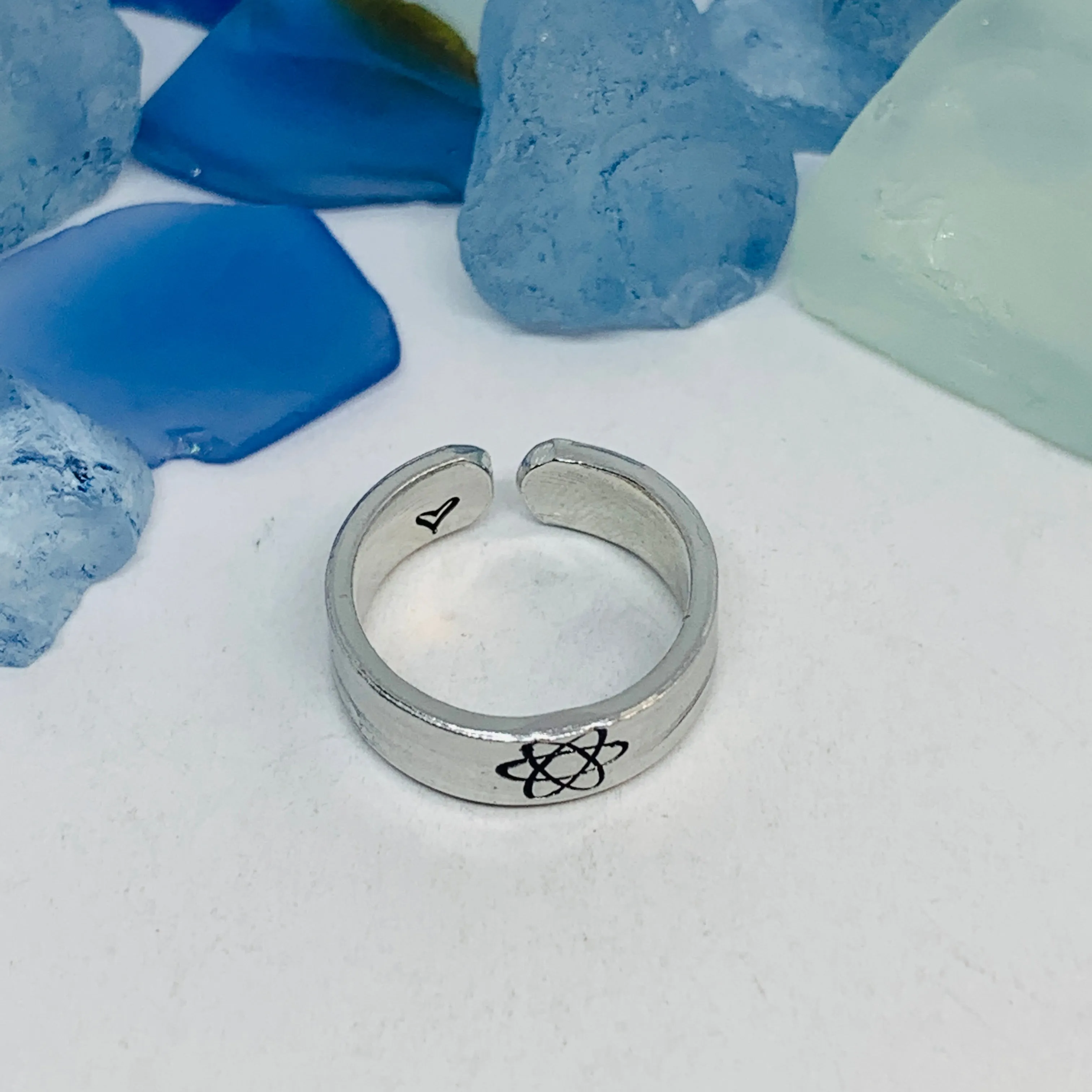 Science Hand Stamped Ring | Atom Molecule | Stamped Stacking Ring | Adjustable | Gift for Nerds