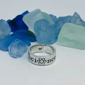 Science Hand Stamped Ring | Atom Molecule | Stamped Stacking Ring | Adjustable | Gift for Nerds