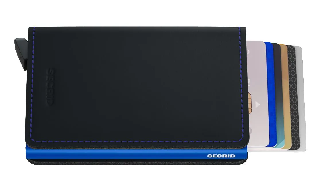 Secrid Slim Wallet Matte Black and Blue