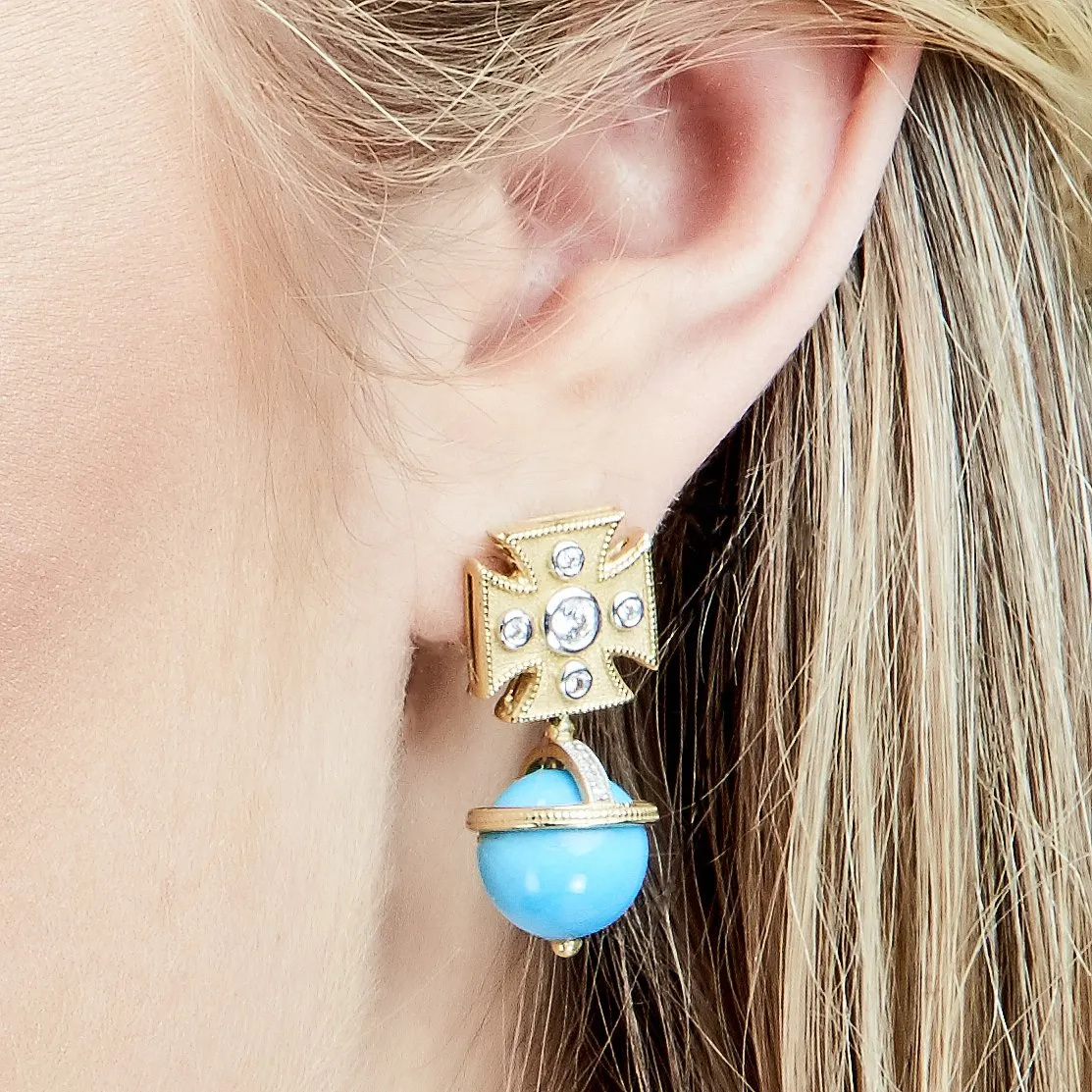 Signature Turquoise Maltese Cross Earrings