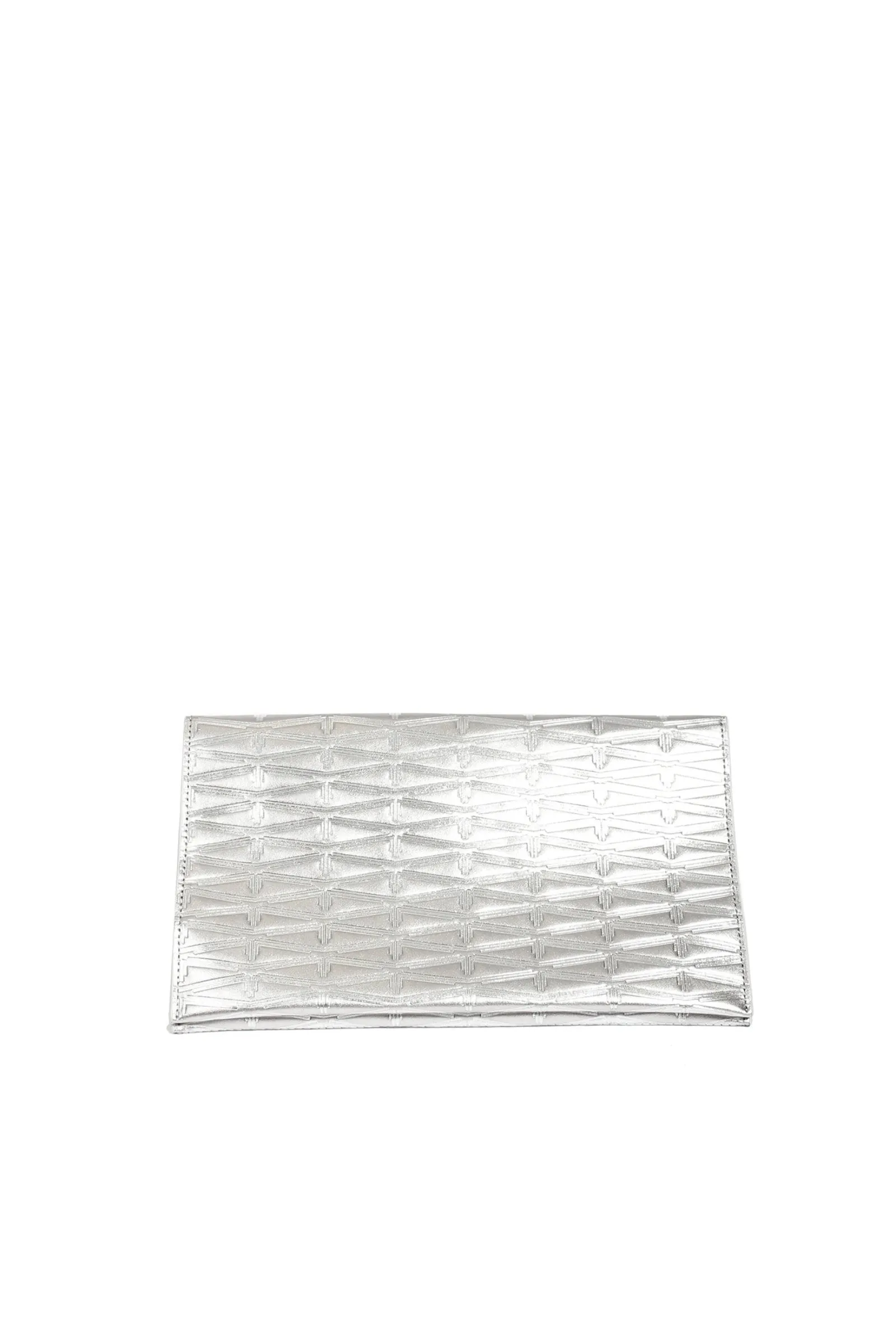Silver Monogram Metallic Leather Clutch
