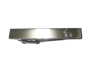 Silver Toned Etched Sleek Left Facing Fallow Deer Skinny Tie Clip