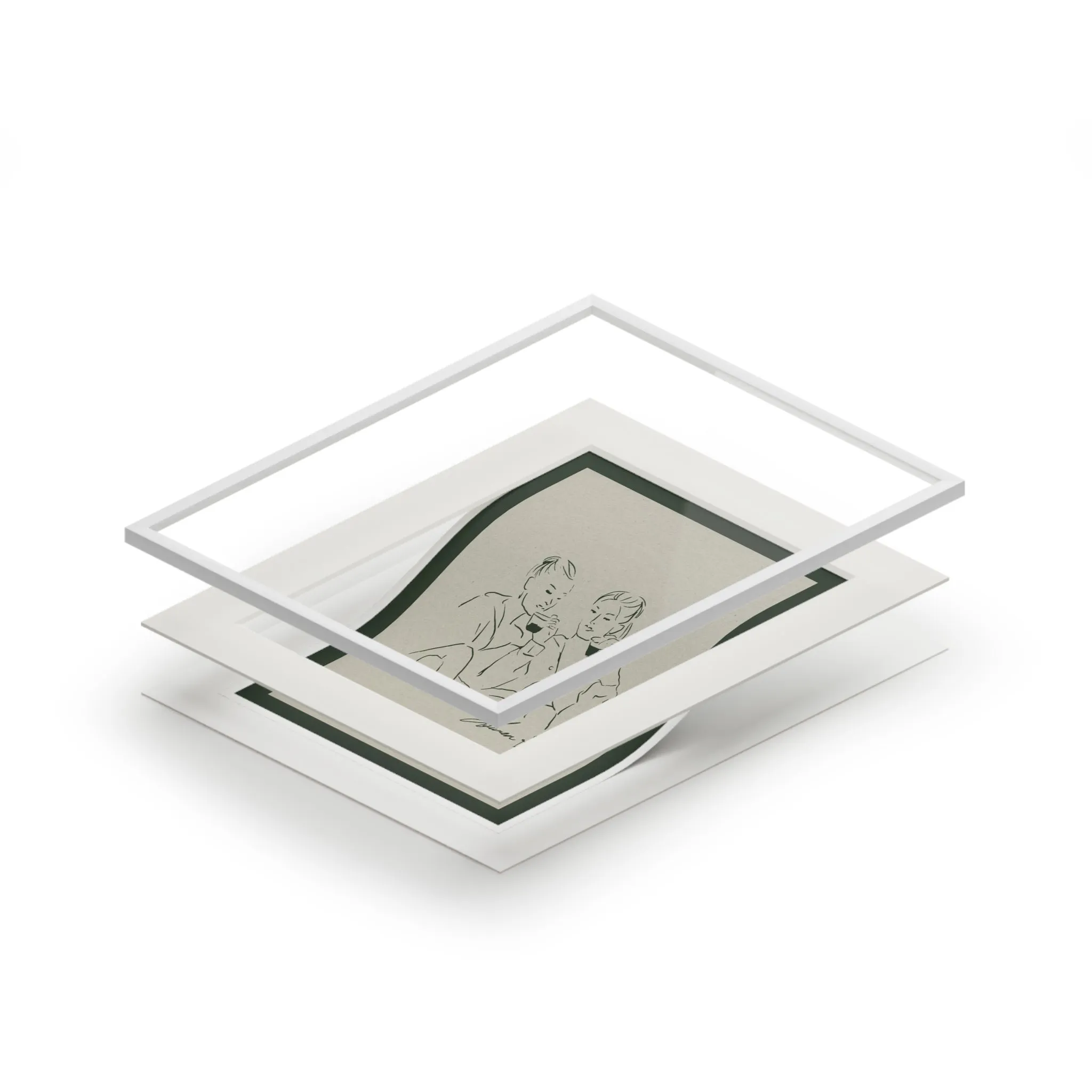 Sister III Matted Fine Art Print - Tennis Green