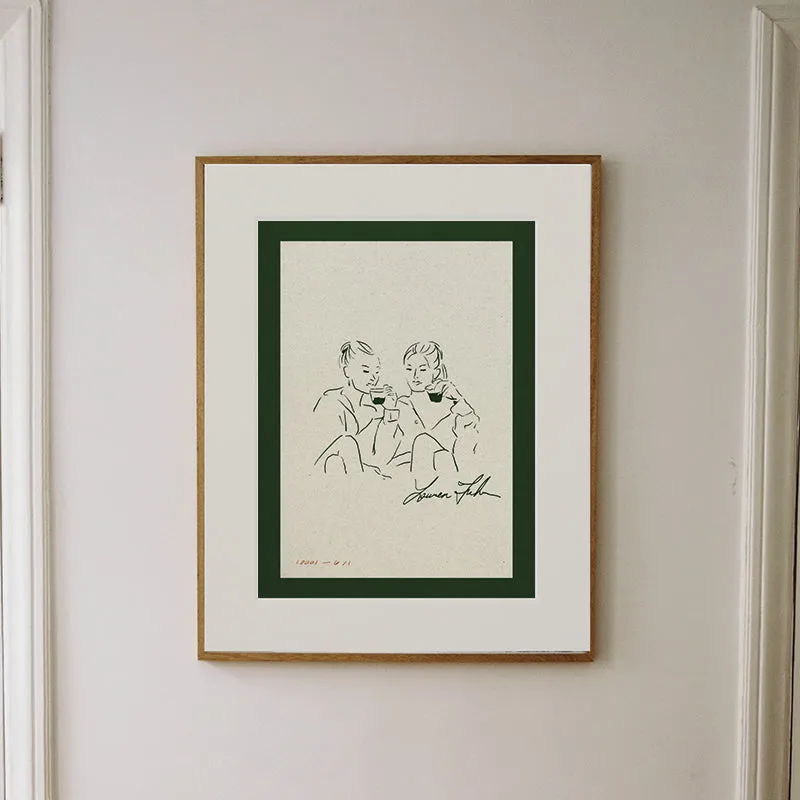 Sister III Matted Fine Art Print - Tennis Green