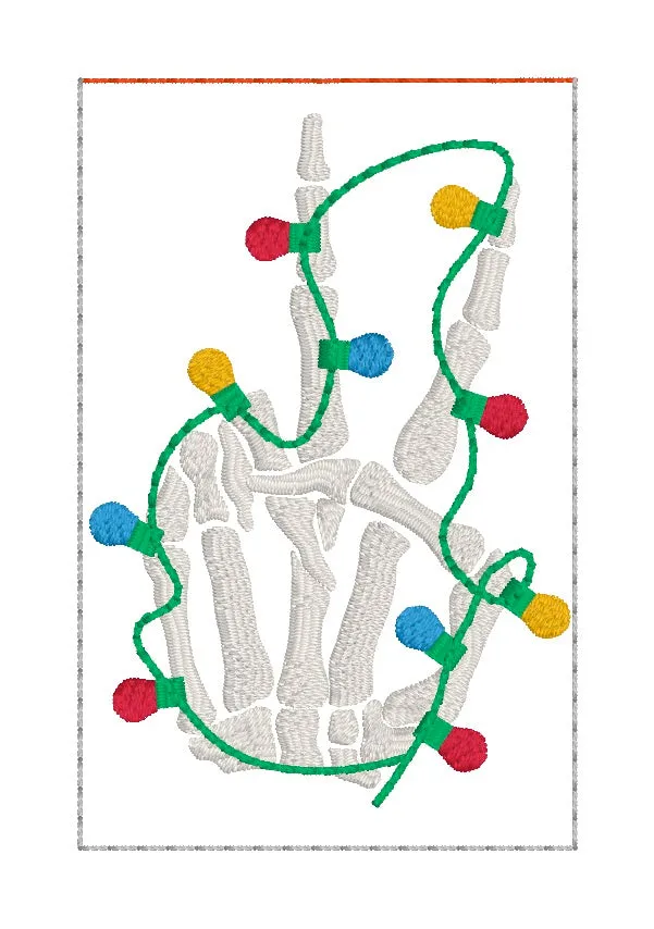 Skeleton Lights Gift Card holder machine embroidery design 4x4 DIGITAL DOWNLOAD