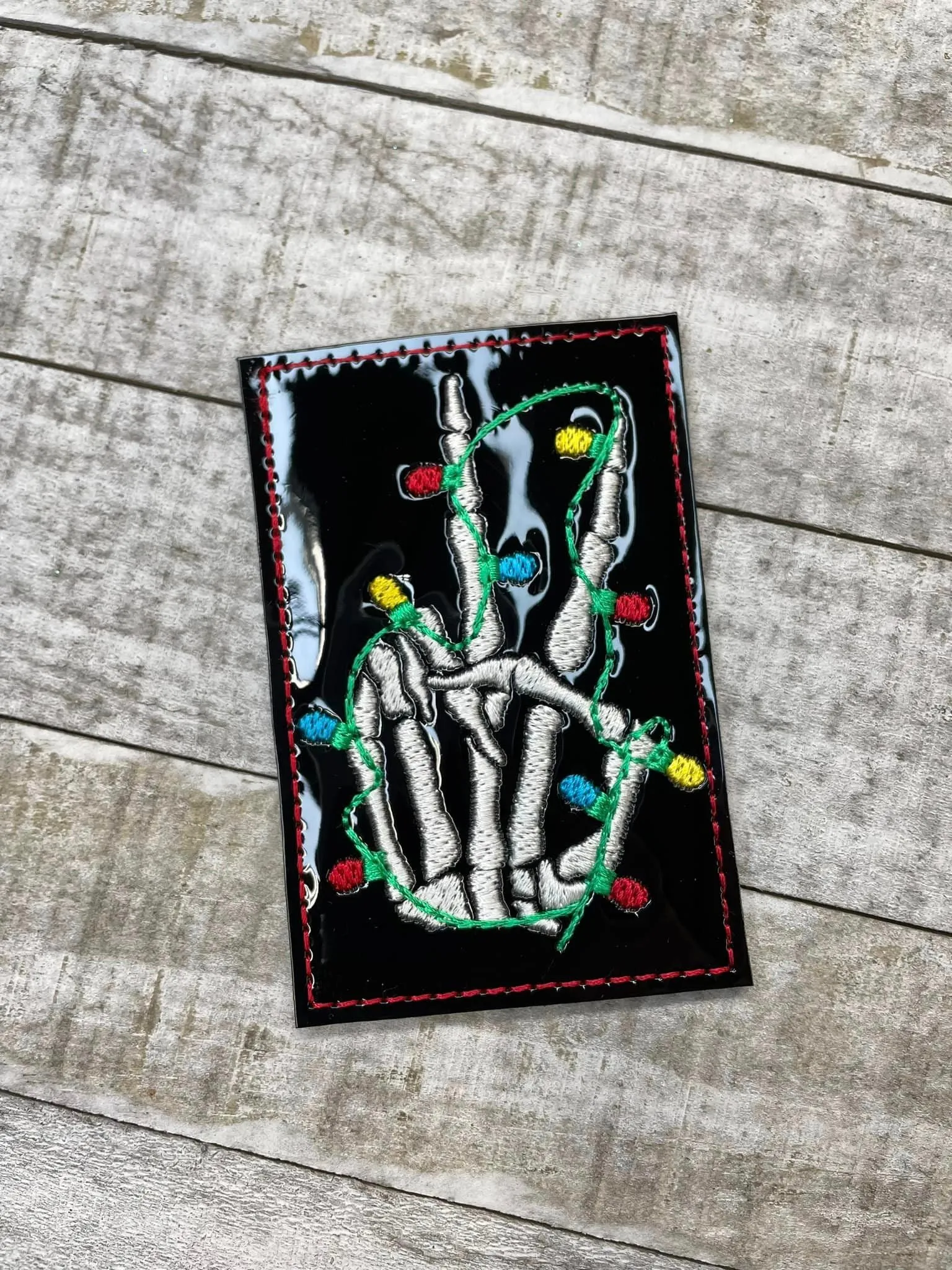 Skeleton Lights Gift Card holder machine embroidery design 4x4 DIGITAL DOWNLOAD