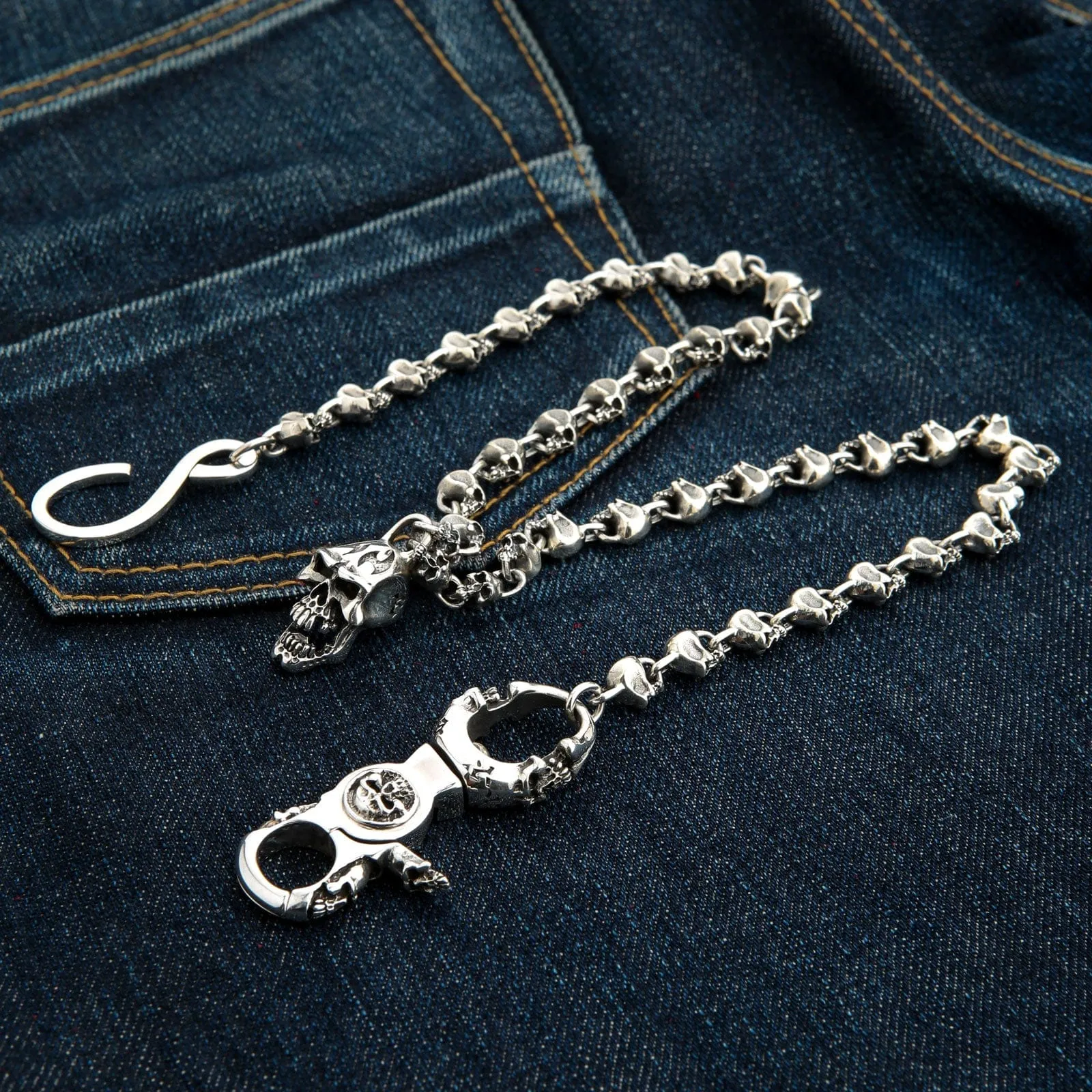 Skull Sterling Silver Biker Wallet Chain