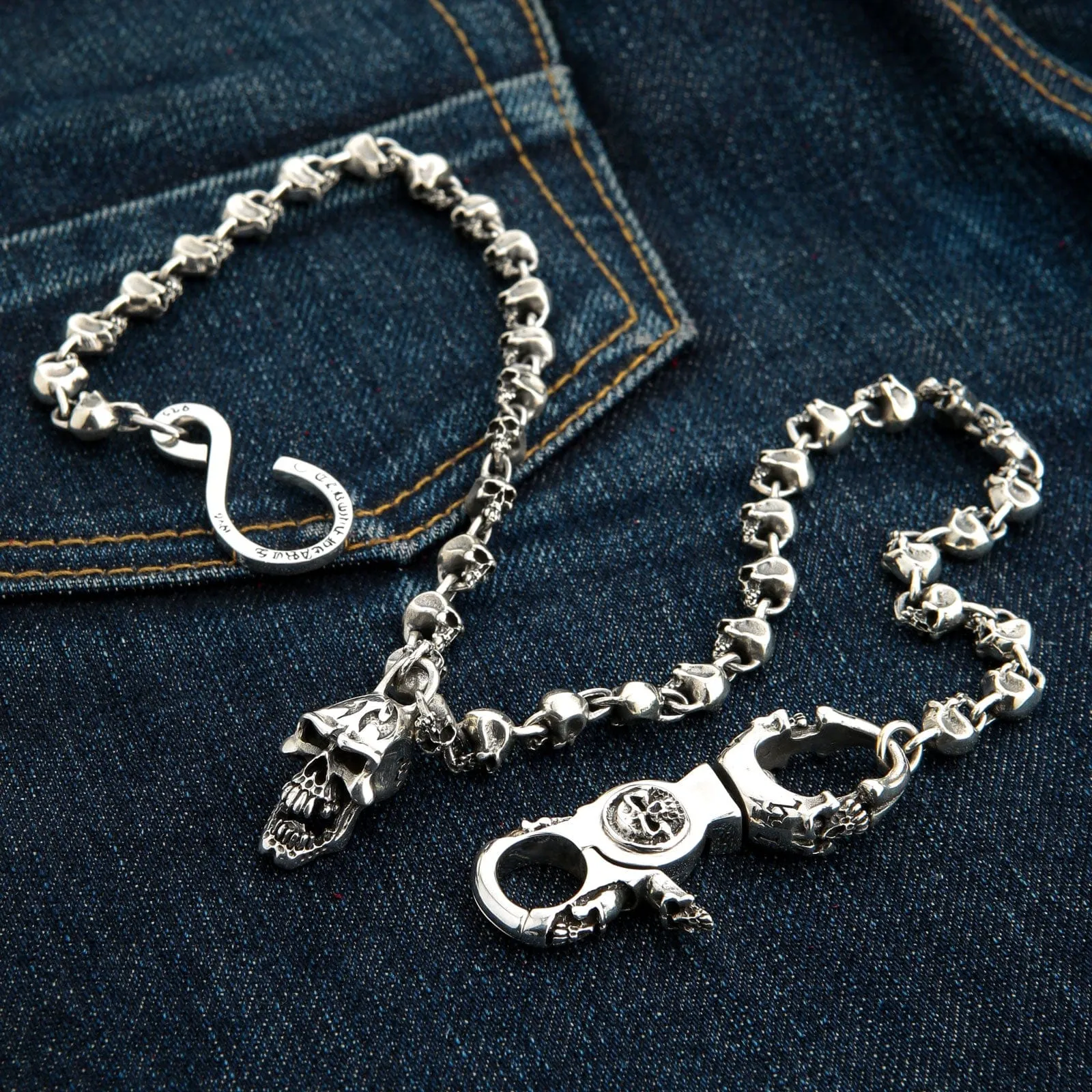 Skull Sterling Silver Biker Wallet Chain