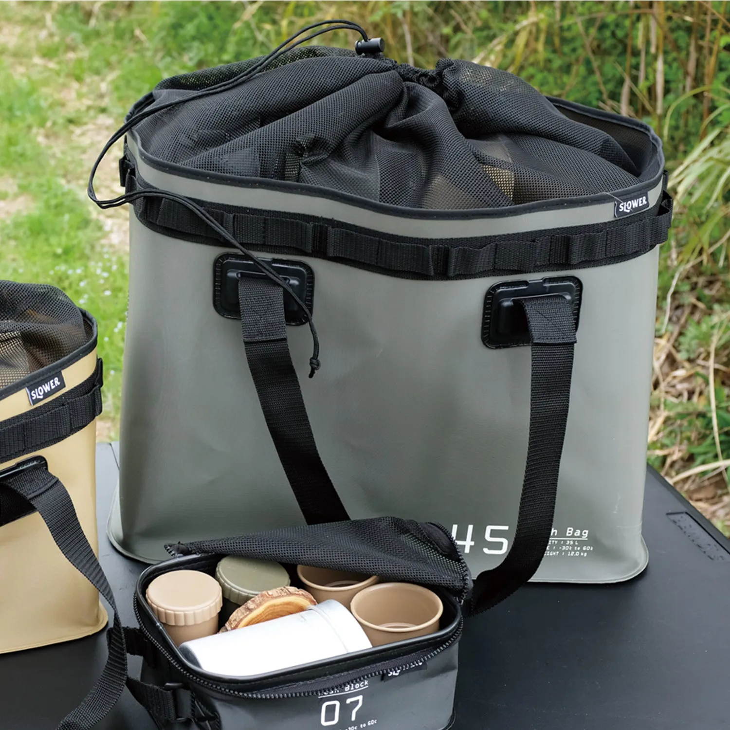 SLOWER | スロウワー　HANG STOCK MESH BAG 35L