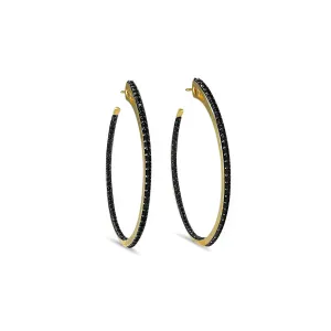 Spirit Pavé Hoop Earring 32mm - 18K Gold Vermeil   CZ Noir