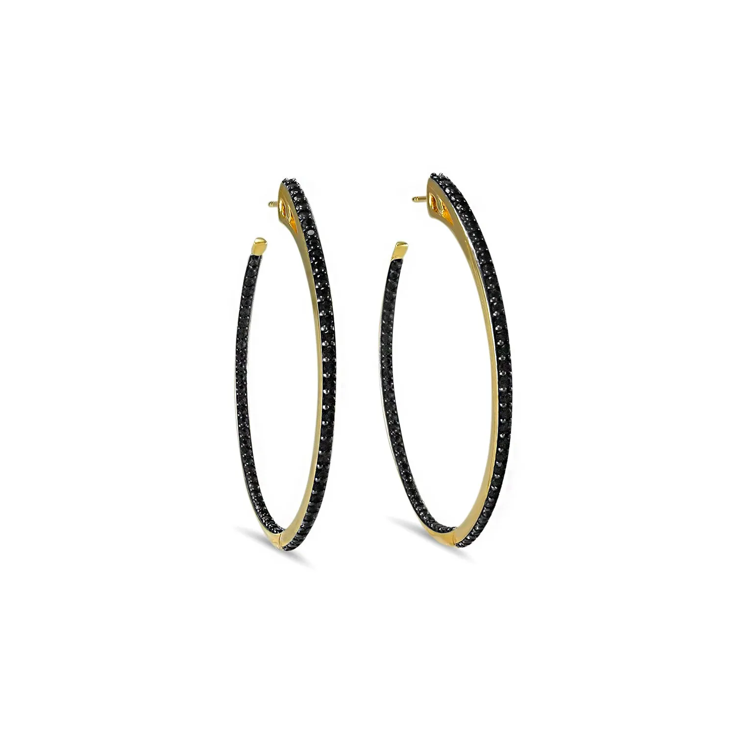 Spirit Pavé Hoop Earring 32mm - 18K Gold Vermeil   CZ Noir