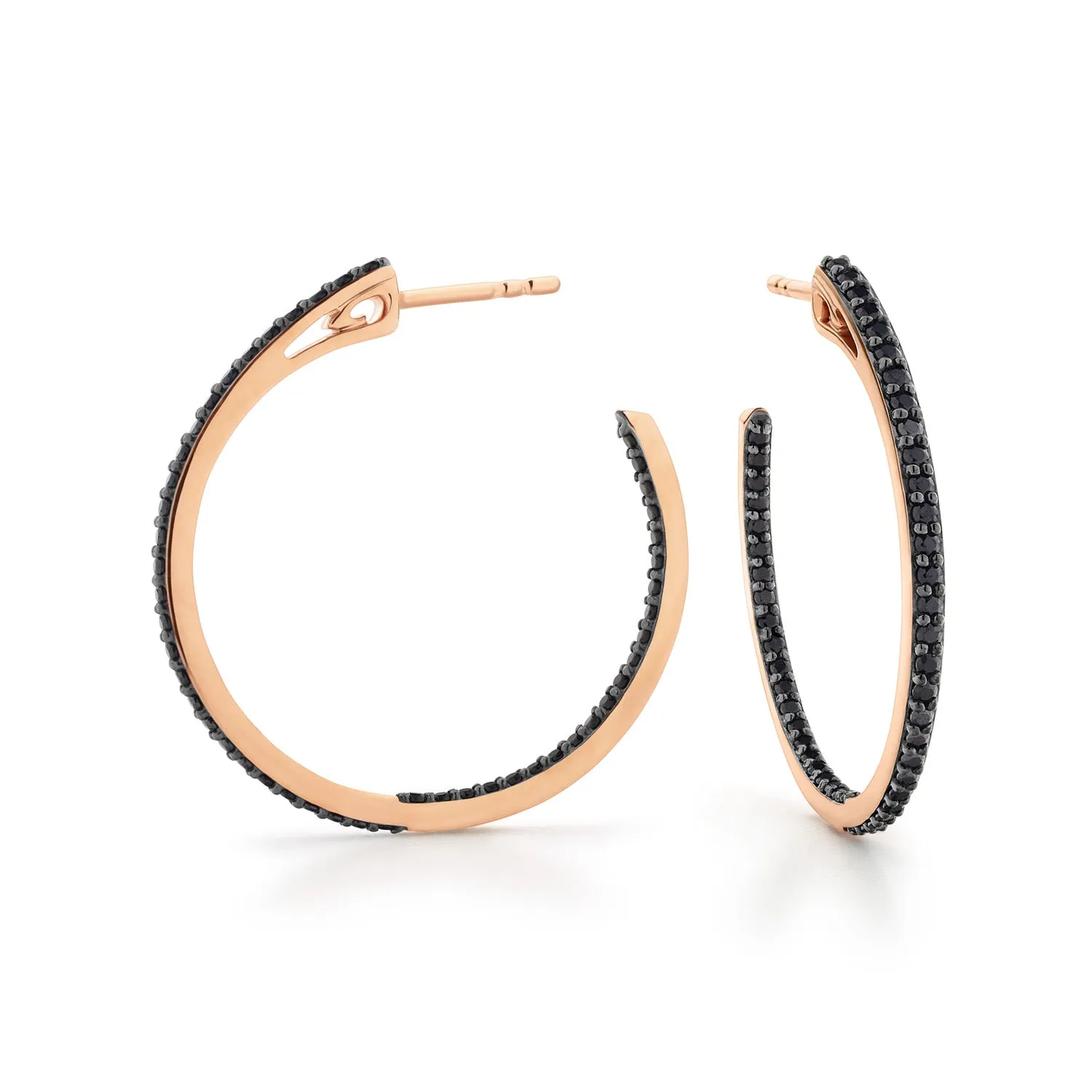 Spirit Pavé Hoop Earring 32mm - 18K Rose Gold Vermeil   CZ Noir