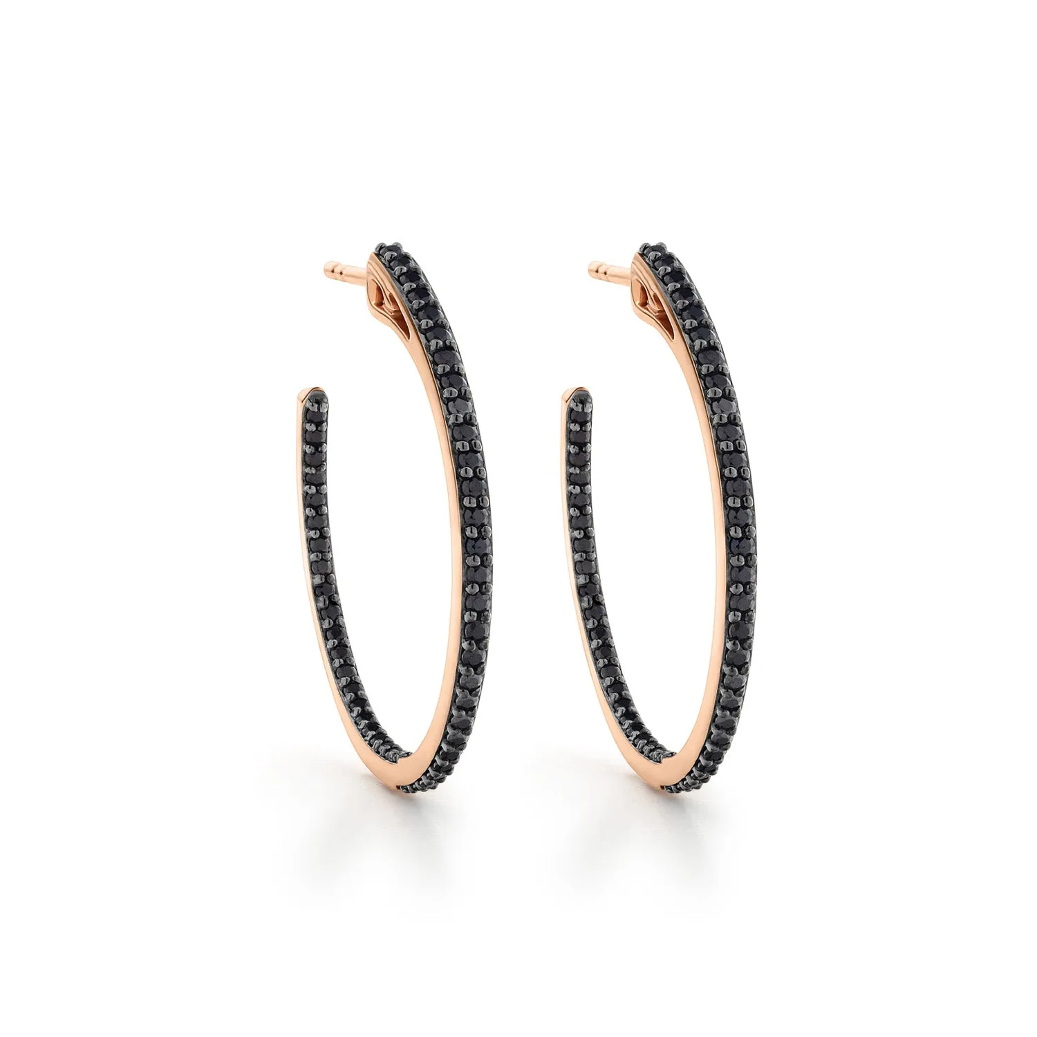 Spirit Pavé Hoop Earring 32mm - 18K Rose Gold Vermeil   CZ Noir
