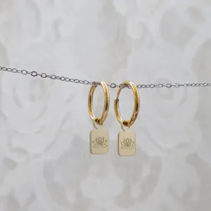 Square Lotus Hoop Earrings
