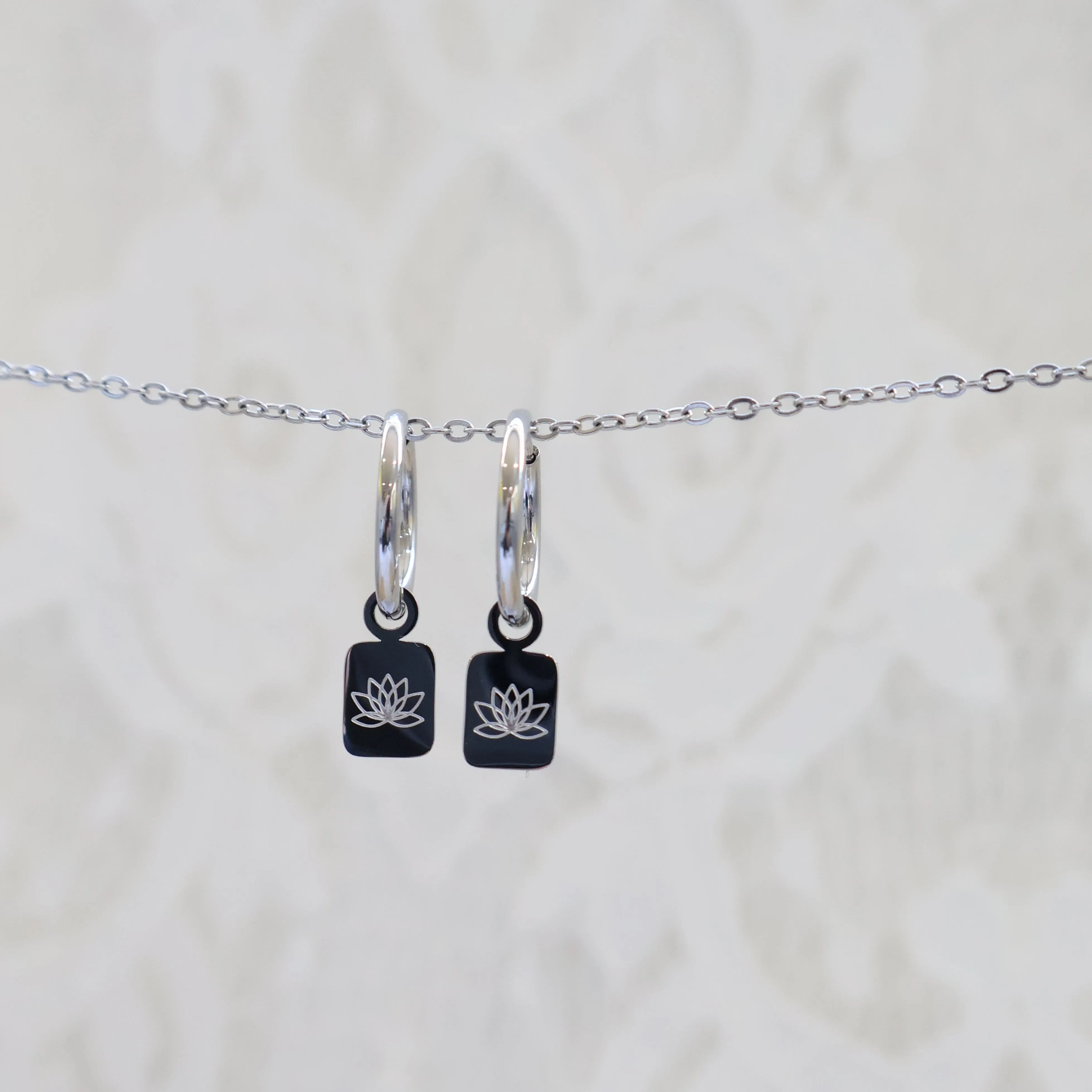Square Lotus Hoop Earrings