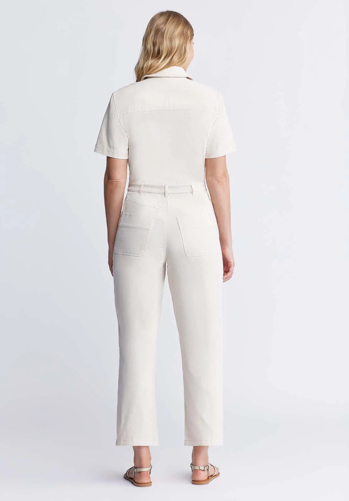 Stacia Women’s Short Sleeve Jumpsuit in Off-White - WD0025P