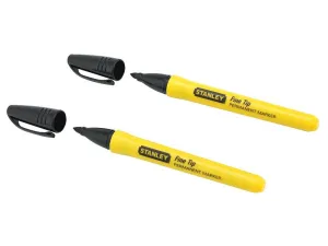 Stanley Tools Fine Tip Permanent Marker Black (Pack Of 2)