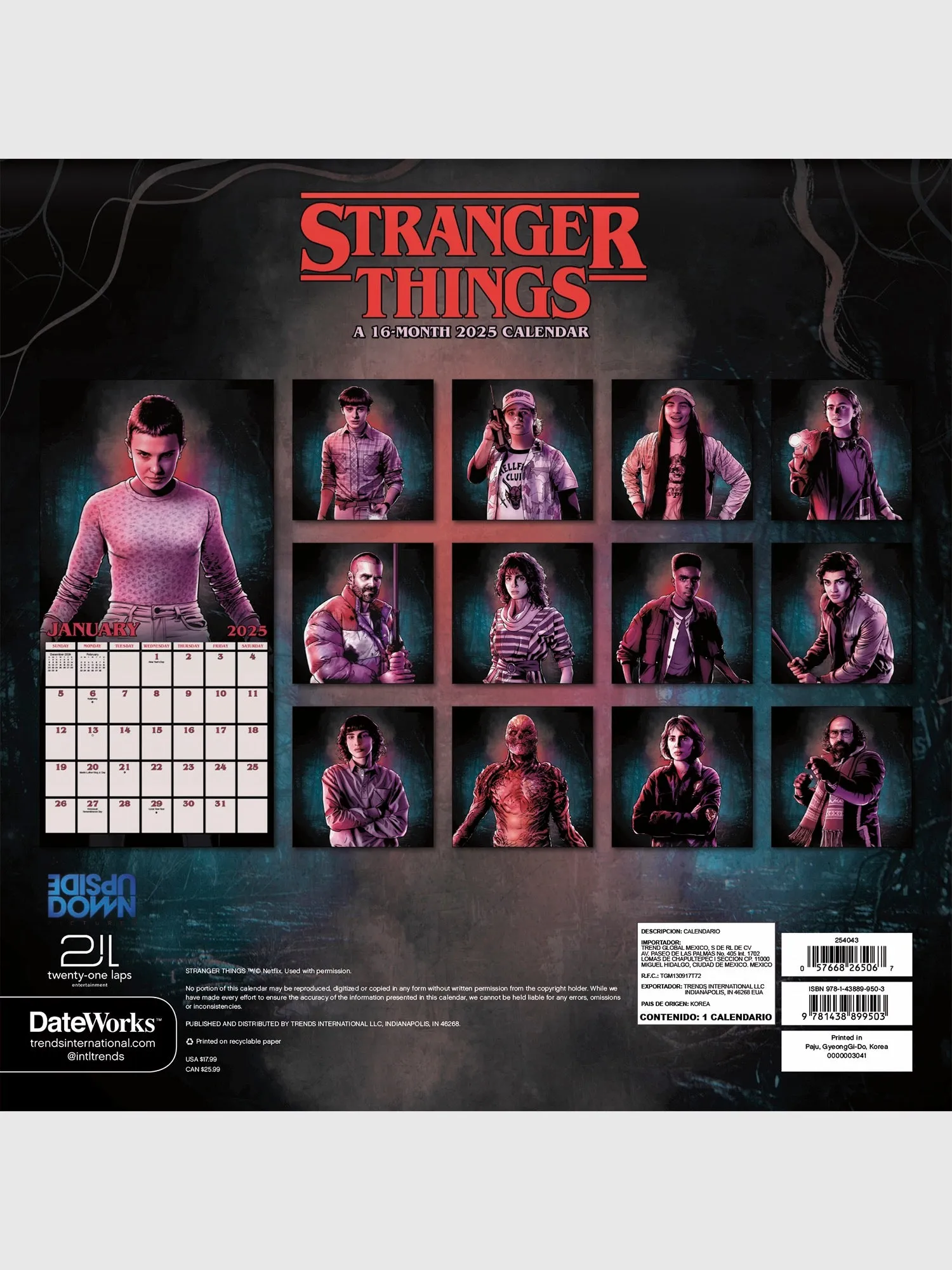Stranger Things 2025 16-Month Wall Calendar
