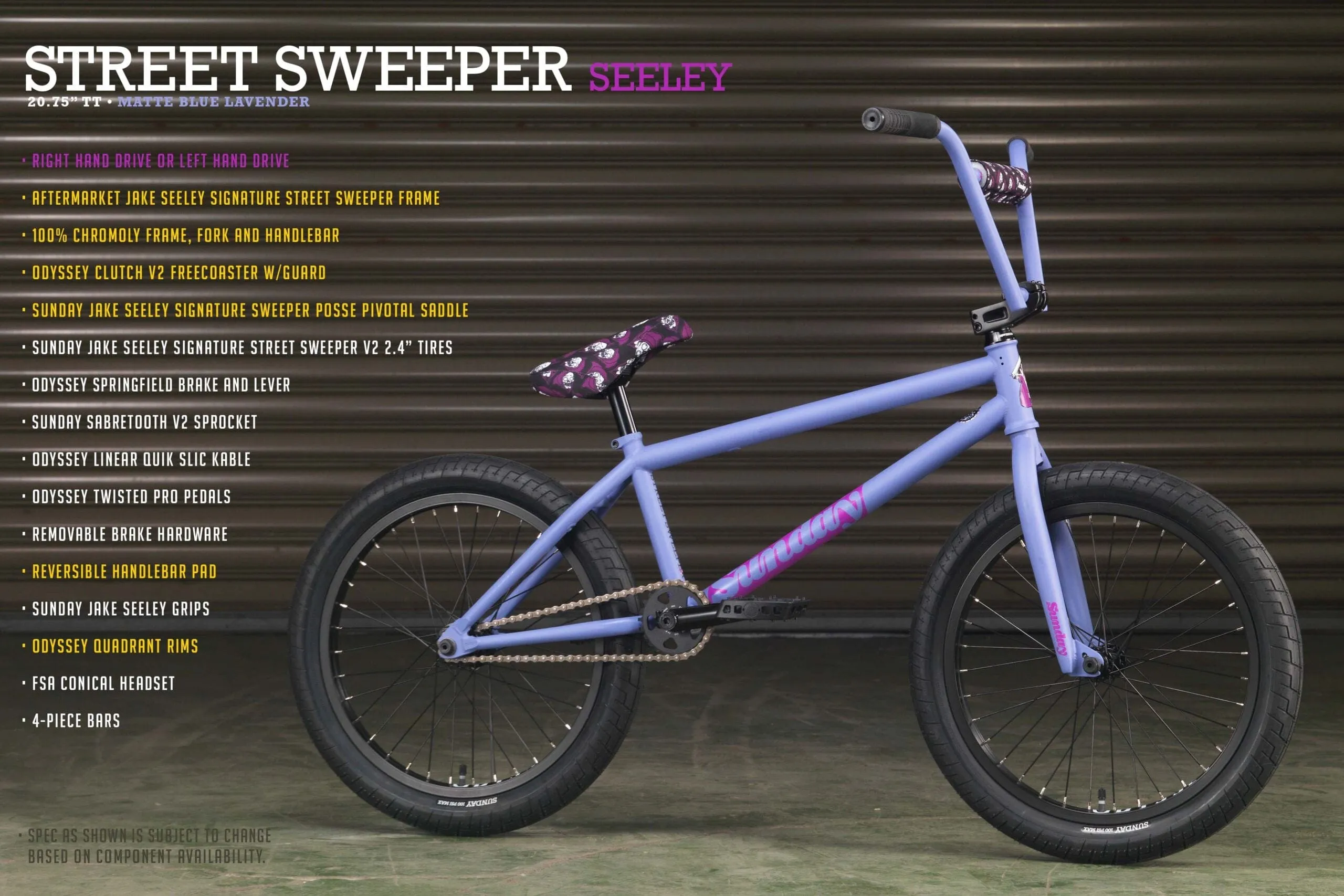 Sunday Street Sweeper 20.75" TT Bike Seeley Matte Blue-Lavender