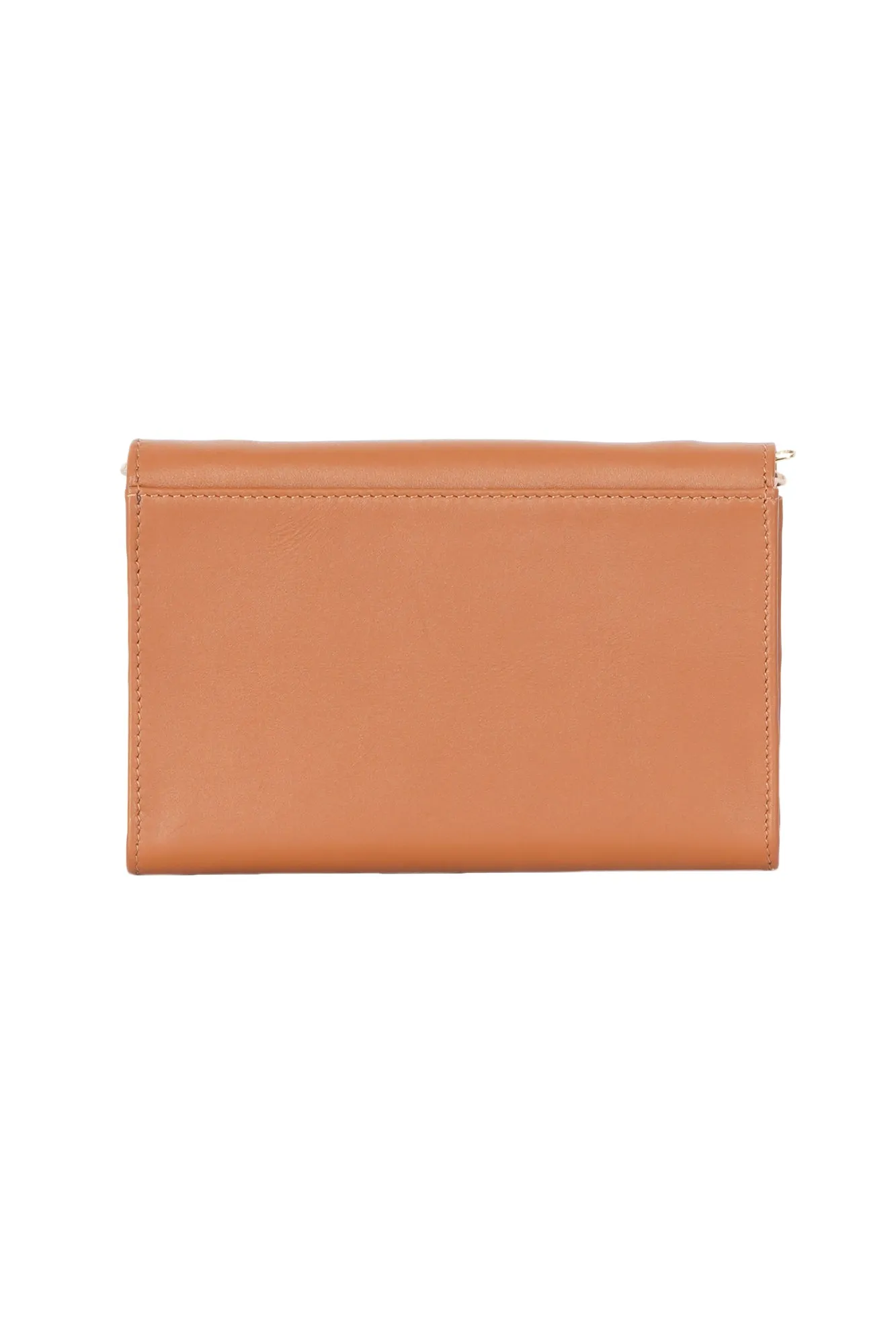Tan Leather Foldover Wallet With Detachable Sling