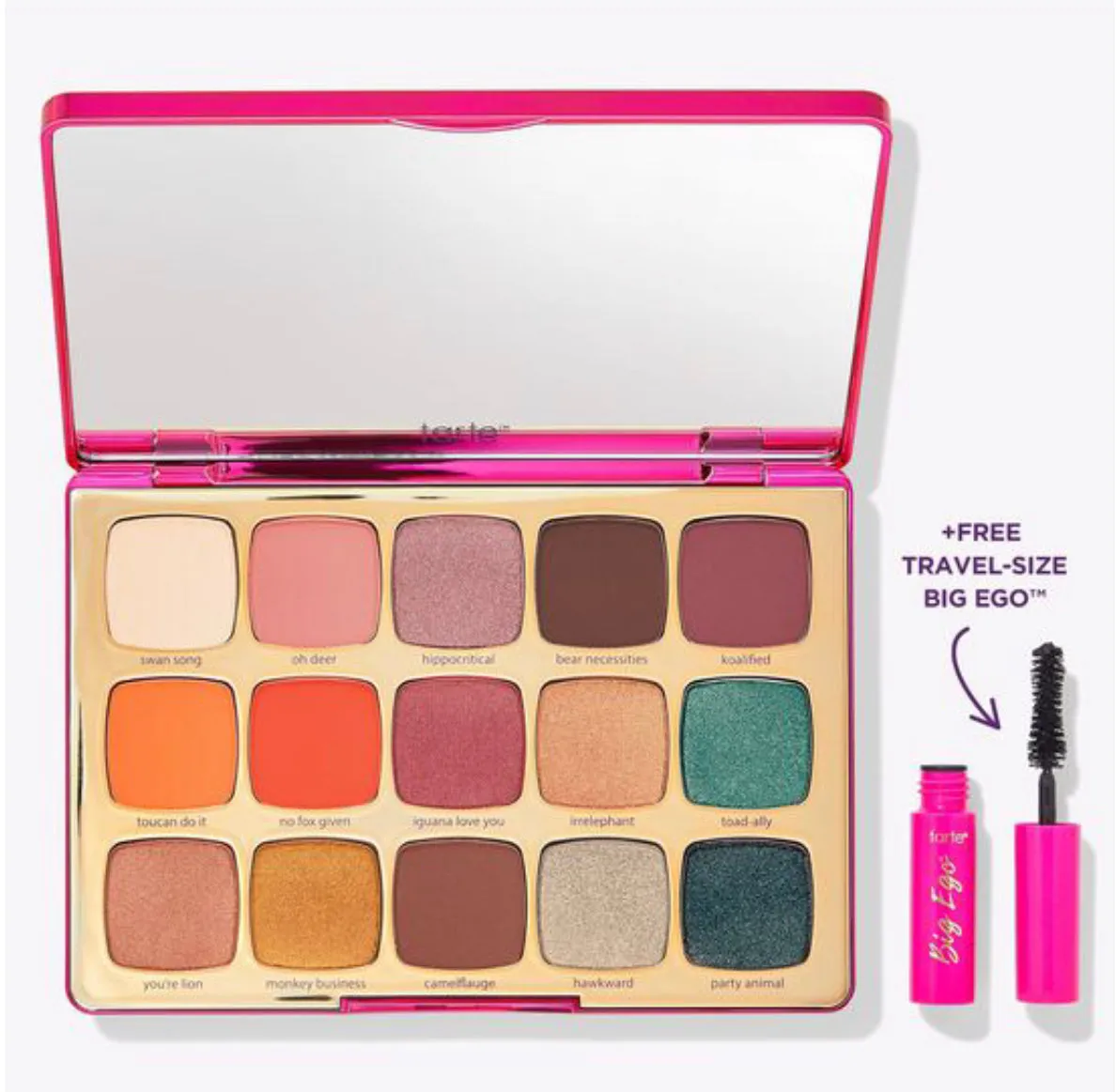 Tarte unleashed eyeshadow palette & travel-size big ego mascara