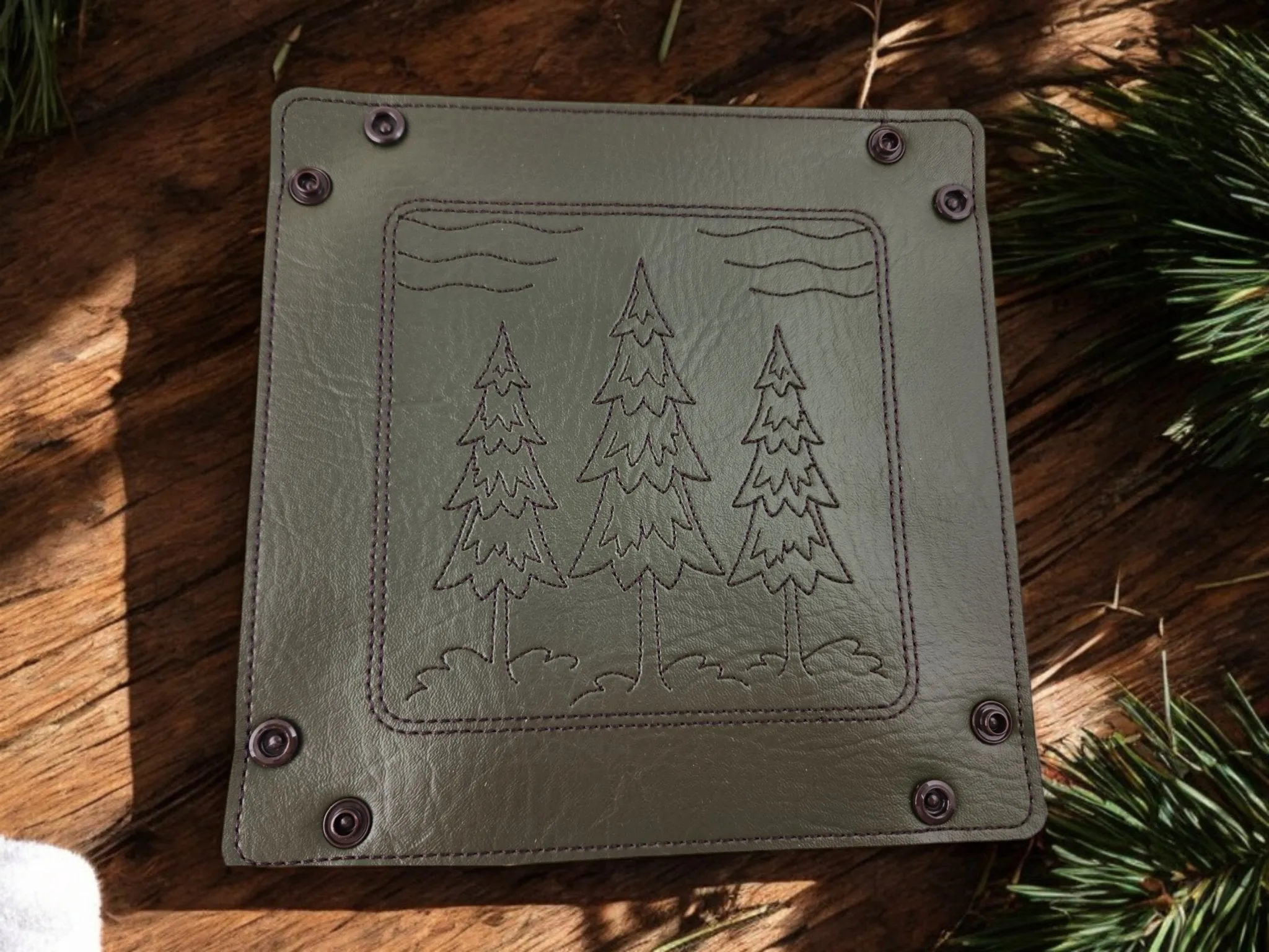 Three pine tree dice tray