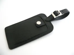 Tiffany & Co Black Textured Leather Luggage Tag Golf Bag Gift Traveler Love
