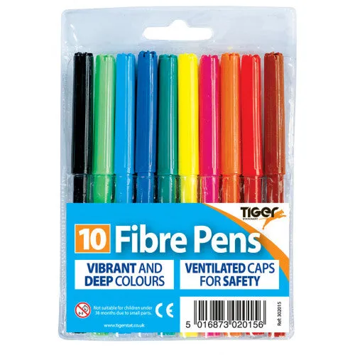 Tiger Fibre Tip Pens Wallet 10