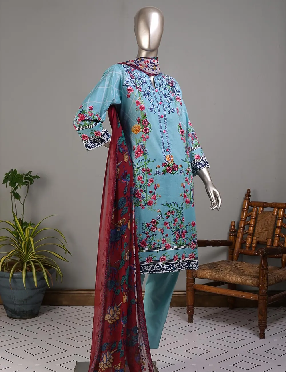 TMY-4A | Un-Stitched Embroidered Lawn Dress