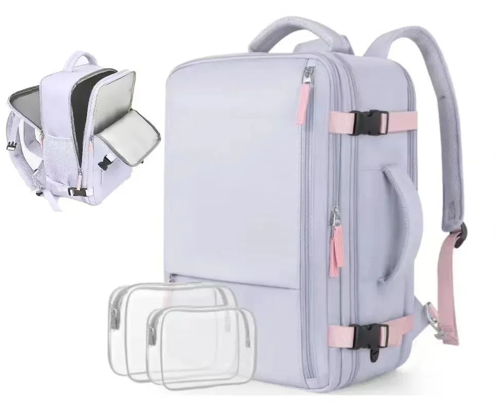 Travel Backpack for Women, Expandable 40L Carry on Flight Approved Backpack, 17 Inch Laptop Waterproof Travel Bag for College, T