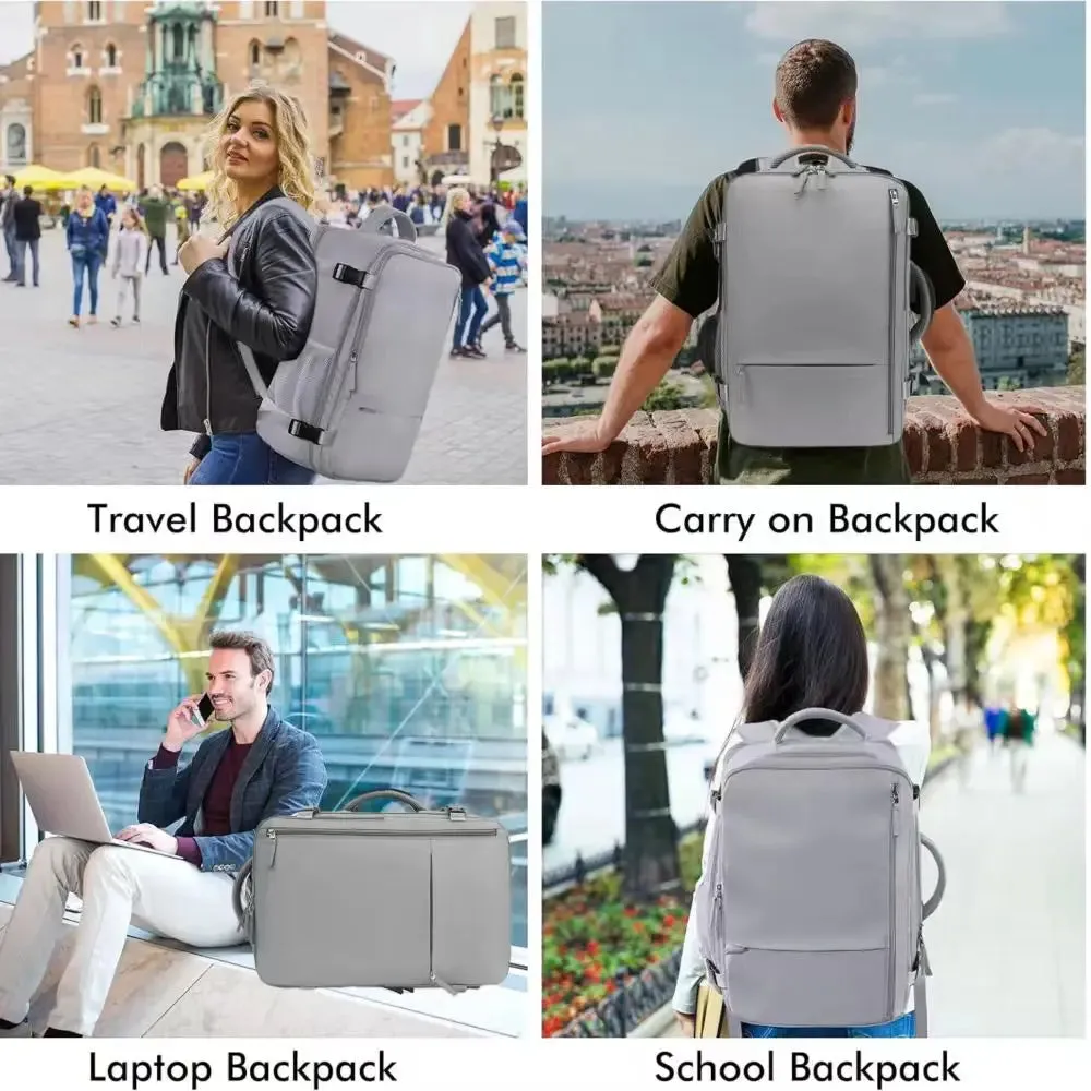 Travel Backpack for Women, Expandable 40L Carry on Flight Approved Backpack, 17 Inch Laptop Waterproof Travel Bag for College, T
