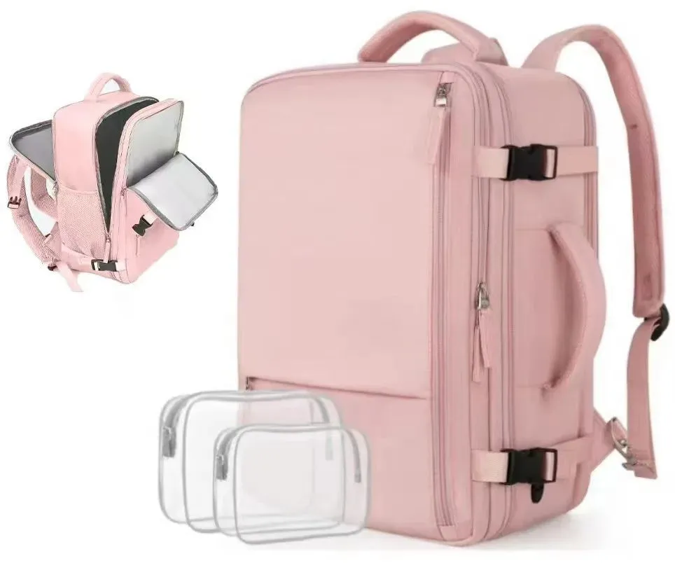 Travel Backpack for Women, Expandable 40L Carry on Flight Approved Backpack, 17 Inch Laptop Waterproof Travel Bag for College, T