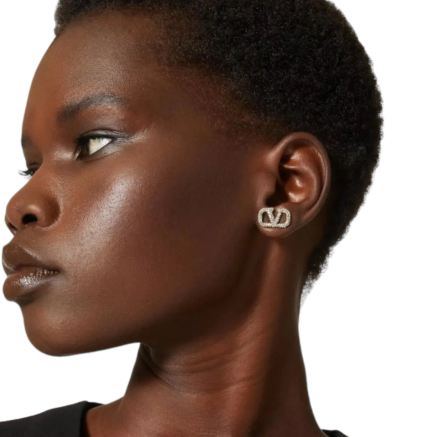 Valentino VLOGO SIGNATURE EARRINGS IN METAL AND SWAROVSKI® CRYSTALS