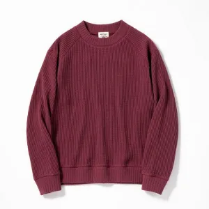 Waffle Midneck Long Sleeve Shirt - Burgundy