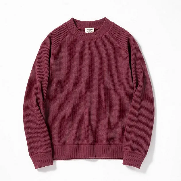 Waffle Midneck Long Sleeve Shirt - Burgundy