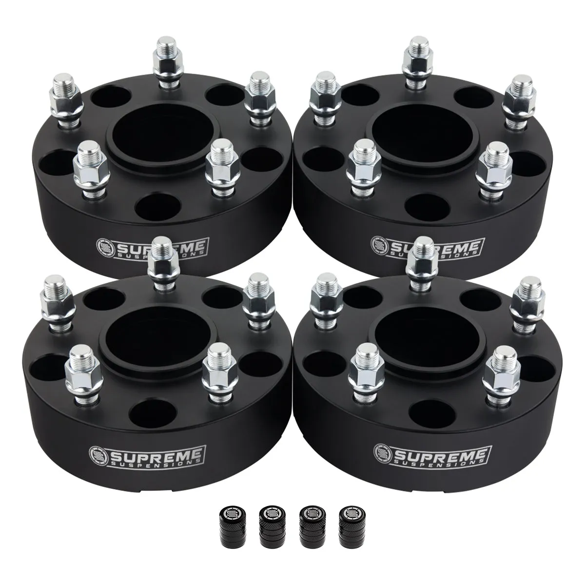 Wheel Spacers Set DODGE RAM 2500 3500 8x6.5" BP / 9/16"x18 Studs   Tire Valve Caps