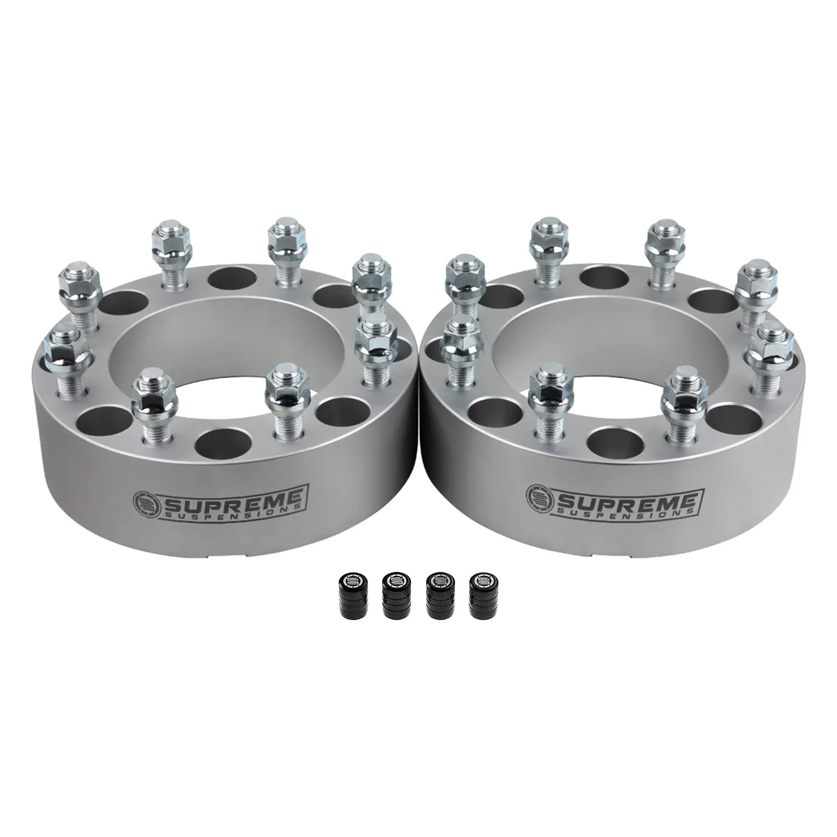 Wheel Spacers Set DODGE RAM 2500 3500 8x6.5" BP / 9/16"x18 Studs   Tire Valve Caps