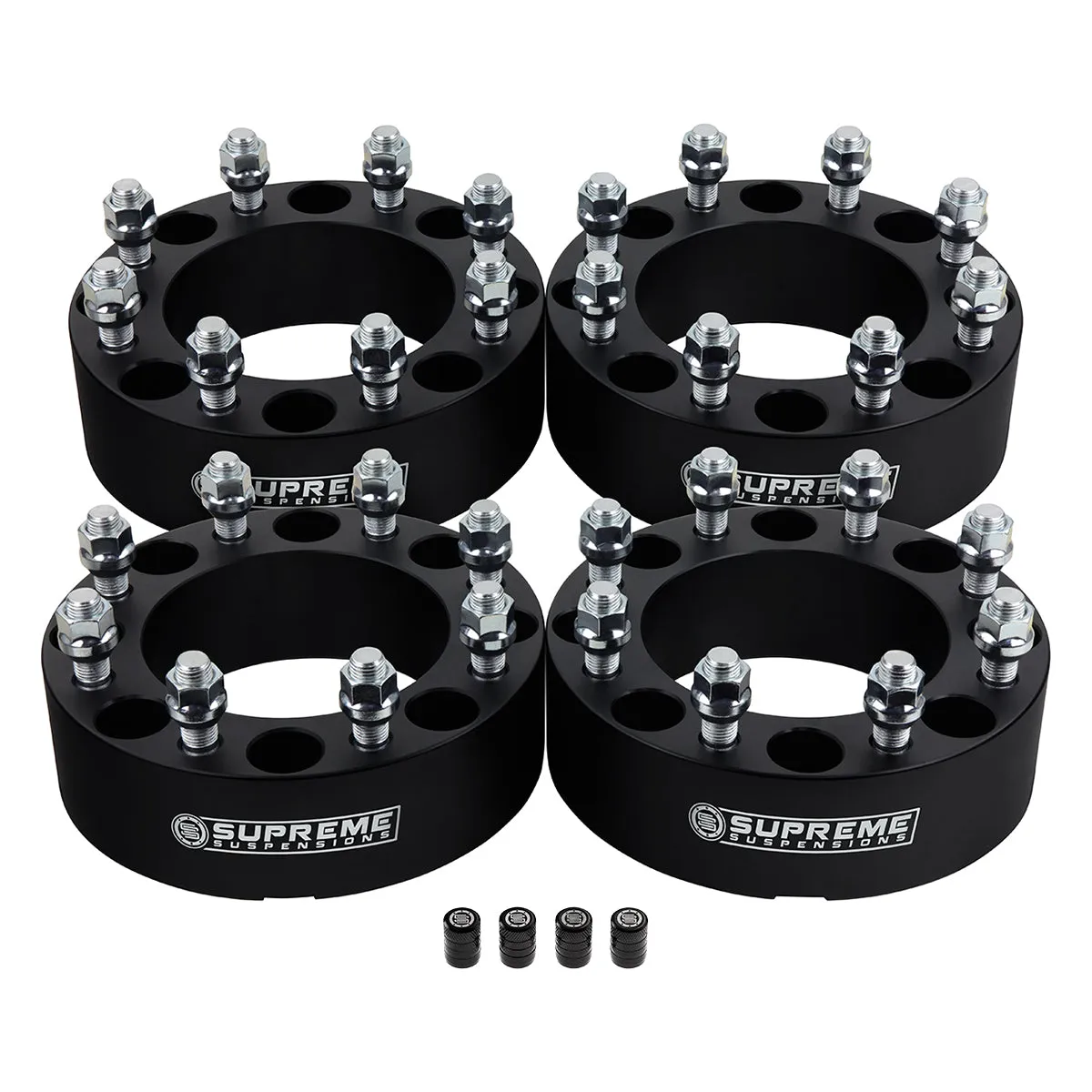 Wheel Spacers Set DODGE RAM 2500 3500 8x6.5" BP / 9/16"x18 Studs   Tire Valve Caps