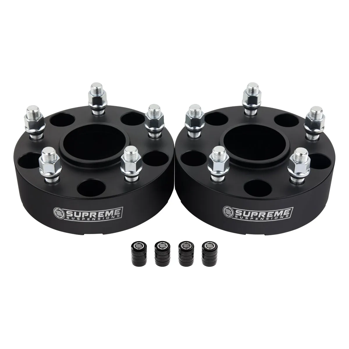 Wheel Spacers Set DODGE RAM 2500 3500 8x6.5" BP / 9/16"x18 Studs   Tire Valve Caps