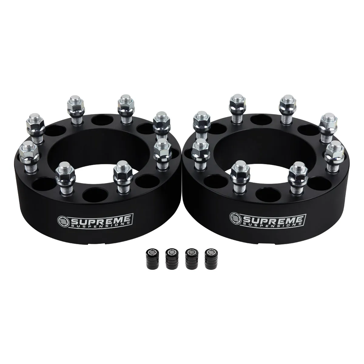 Wheel Spacers Set DODGE RAM 2500 3500 8x6.5" BP / 9/16"x18 Studs   Tire Valve Caps