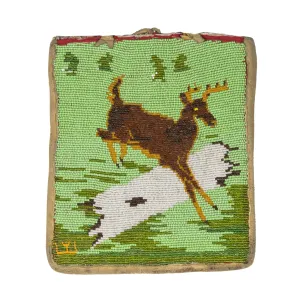 Whitetail Buck Beaded Flat Bag