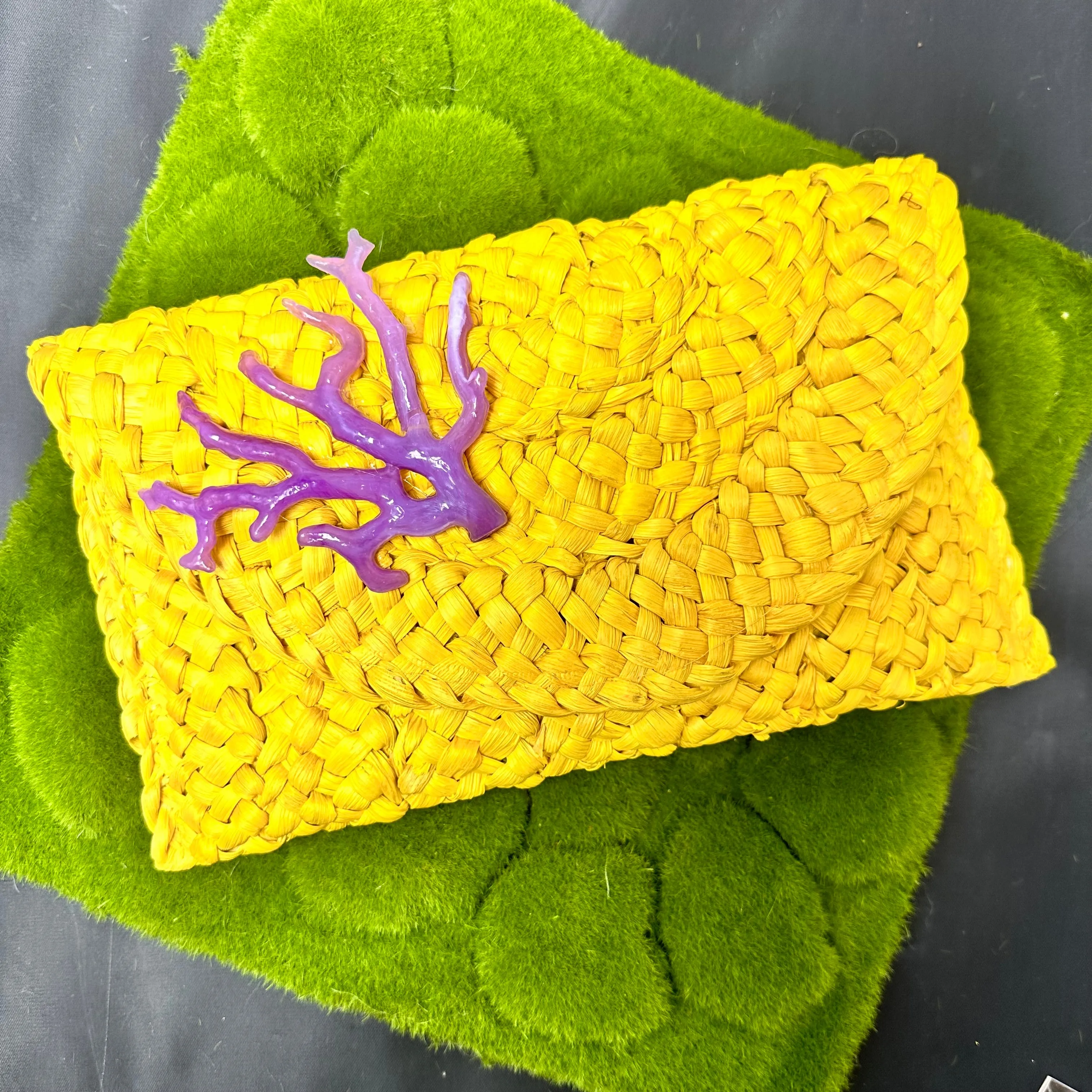 Yellow Clutch with Lavender Acetate Coral | Erika Williner Designs