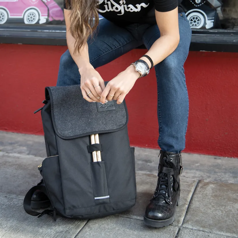 Zildjian Gray Flap Black Laptop Backpack