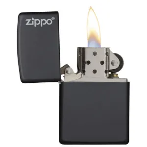 Zippo Black Matte Logo 218ZL