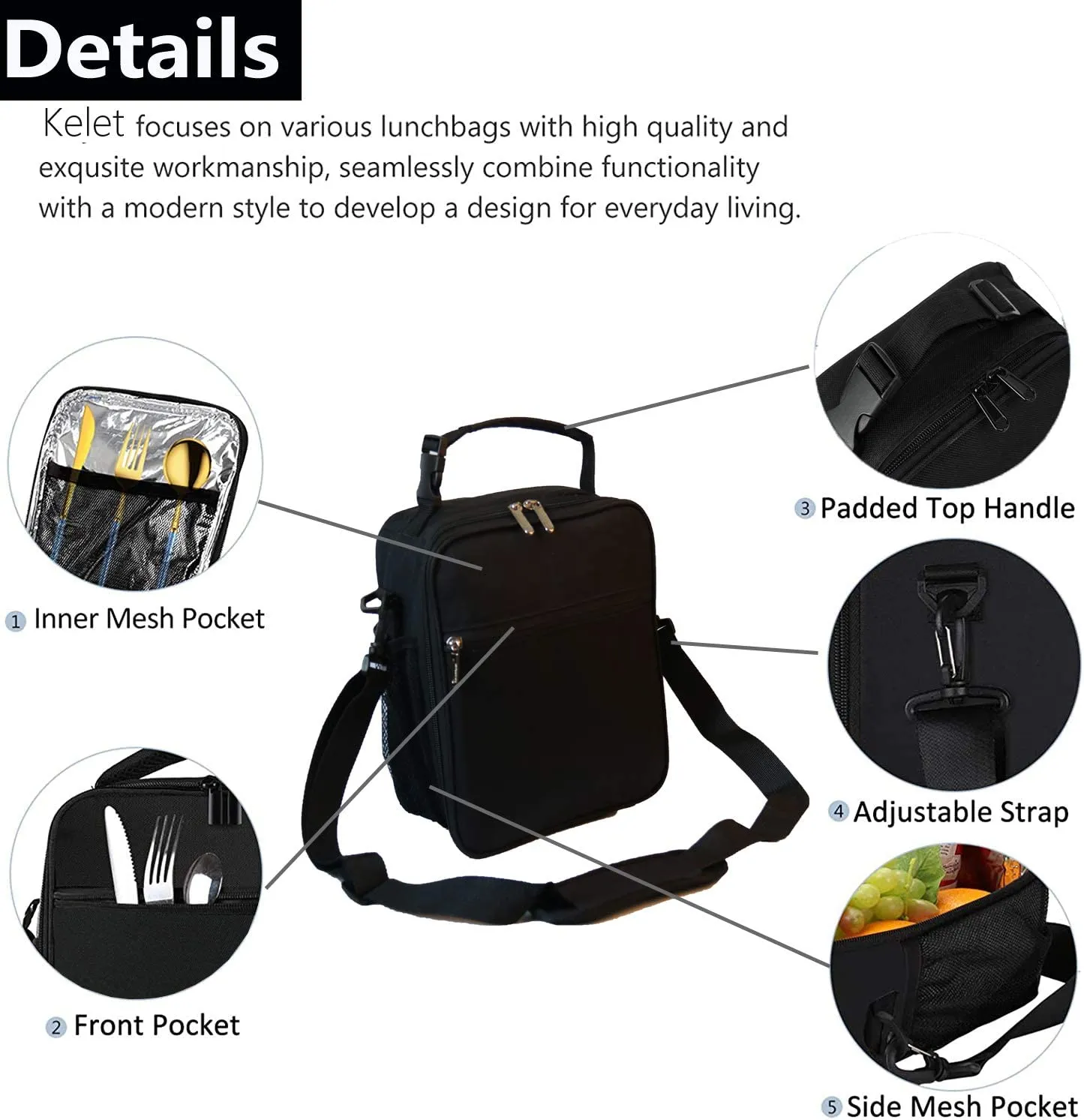 ZM-YOUTOO Insulated Lunch Bag - Reusable Lunch Box - Insulated Lunch Container Cooler Bag for Men&Women Office Work Picnic Hiking
